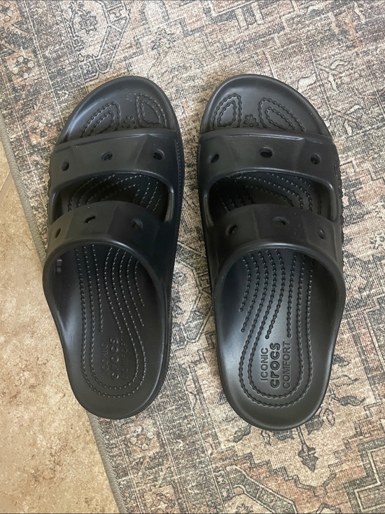 CROCS Shoes - CROCS Black Iconic Dual-Strap Slide Sandals